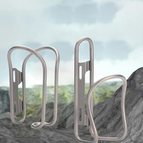 Titanium Bike Water Bottle Cages, 2-Pack, Lightweight and Durable Alloy Holder for MTB and Road Bicycles - Silver in Kuwait
