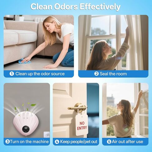 آلة التخلص من الرائحة للمنزل ، مزيل العرق للحيوانات الأليفة لصندوق القمامة ، كفاءة التخلص من الرائحة بنسبة 99 ٪ ، تنقية الهواء المحمولة والقابلة لإعادة الشحن للمنزل (اضغط على 3s إلى الطاقة) in Kuwait