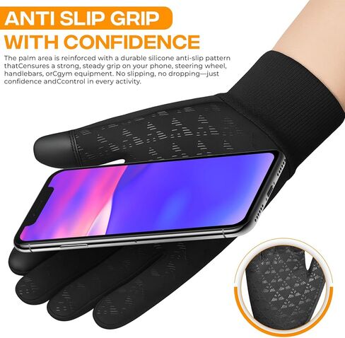 قفازات الشتاء التي تعمل باللمس مقاومة للماء قليلاً، دافئة ومضادة للانزلاق، قفازات الجري وركوب الدراجات، قفازات مقاومة للرياح مع أصفاد مرنة للرجال والنساء in Kuwait