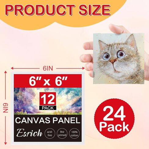 ESRICH 16 Pack 4x6 Inch Small Canvases للطلاء ، اللوحة القماشية 4 × 6 بوصة من القطن ، حمض صغير خالي من الألواح القماشية الفارغة لطلاء الزيت ، ألوان مائية ، طلاء أكريليك ، غواش ، بيمورا in Kuwait