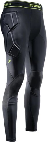 Storelli BodyShield Goalkeeper Leggings 3، حماية عالية التأثير، فتل العرق، قيعان رياضية مقاومة للأشعة فوق البنفسجية لكرة القدم والرياضات الثقيلة | أسود | كبير in Kuwait