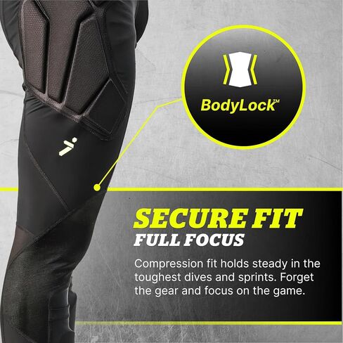 Storelli BodyShield Goalkeeper Leggings 3، حماية عالية التأثير، فتل العرق، قيعان رياضية مقاومة للأشعة فوق البنفسجية لكرة القدم والرياضات الثقيلة | أسود | كبير in Kuwait