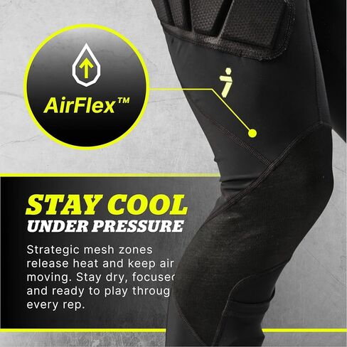 Storelli BodyShield Goalkeeper Leggings 3، حماية عالية التأثير، فتل العرق، قيعان رياضية مقاومة للأشعة فوق البنفسجية لكرة القدم والرياضات الثقيلة | أسود | كبير in Kuwait