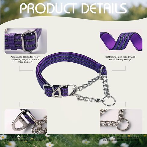 Martingale Collar for Dogs with Chain,Choker Dog Collar for Large Dogs in Kuwait