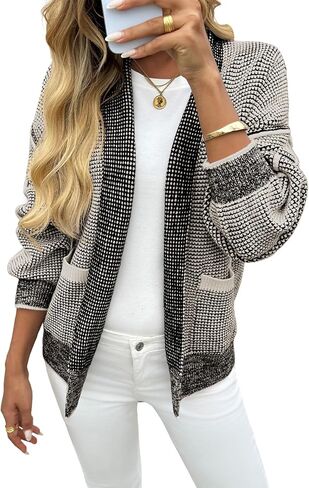 Saodimallsu Womens Open Front Cardigans Long Sleeve Waffle Knit Shawl Collared Fall Trendy Sweater Coats with Pockets in Saudi Arabia