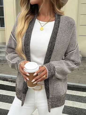 Saodimallsu Womens Open Front Cardigans Long Sleeve Waffle Knit Shawl Collared Fall Trendy Sweater Coats with Pockets in Saudi Arabia
