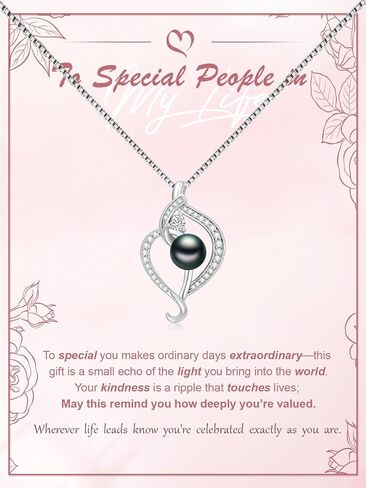 Tahitian Black Pearl Necklace 18K White Gold Plated Pendant 925 Sterling Silver Infinity Necklace AAA+ Handpicked Pearl Jewelry Gifts for Women Wife Girlfriend Birthday Anniversary Wedding in Kuwait