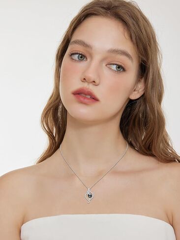 Tahitian Black Pearl Necklace 18K White Gold Plated Pendant 925 Sterling Silver Infinity Necklace AAA+ Handpicked Pearl Jewelry Gifts for Women Wife Girlfriend Birthday Anniversary Wedding in Kuwait