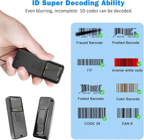 Symcode 2D Bluetooth Barcode Scanner Wireless, 3-in-1 Self-Sensing 1D 2D QR Code Scanner for Stock, Portable Bar Code Scanner for PC,POS, iPad, iPhone,Tablet,iOS, Android in Kuwait
