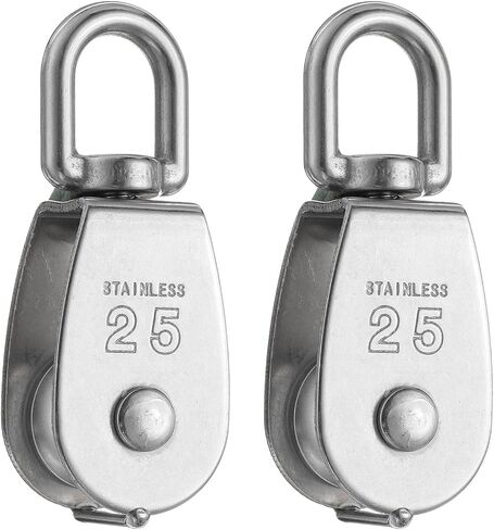 PATIKIL M32 Single Pulley Block, 304 Stainless Steel Heavy Wire Rope Hanging Wire Towing Wheel Lifting Crane Swivel Hook, Loading 250KG/551LBS in Kuwait