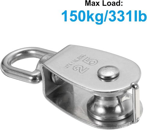 PATIKIL M32 Single Pulley Block, 304 Stainless Steel Heavy Wire Rope Hanging Wire Towing Wheel Lifting Crane Swivel Hook, Loading 250KG/551LBS in Kuwait