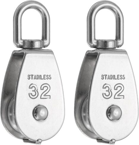 PATIKIL M32 Single Pulley Block, 304 Stainless Steel Heavy Wire Rope Hanging Wire Towing Wheel Lifting Crane Swivel Hook, Loading 250KG/551LBS in Kuwait