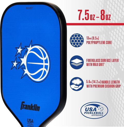 مجداف كرة البيسبول من Franklin Sports NBA - مجاديف كرة البيسبول الرسمية لفريق NBA - USAP (USAPA) مجاديف كرة Pickleball عالية الجودة معتمدة - شعارات الفريق الأصلية + الألوان in Saudi Arabia