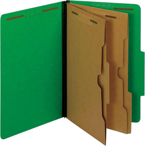 Pendaflex Colored Classification Folders, 2/5 Cut Tab, 2 Pocket Dividers, Embedded Fasteners, Legal Size, Dark Green, 10 Per Box (29083) in Kuwait