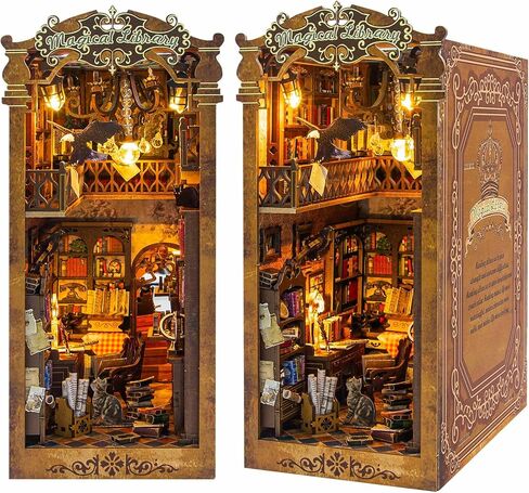 Flever Dollhouse DIY Book Nook Miniature Kit, DIY Booknook Bookshelf Insert Decor, 3D Wooden Puzzle Booknook Miniature Kit for Creative Assembled Bookends (Soul Bookstore) in Saudi Arabia