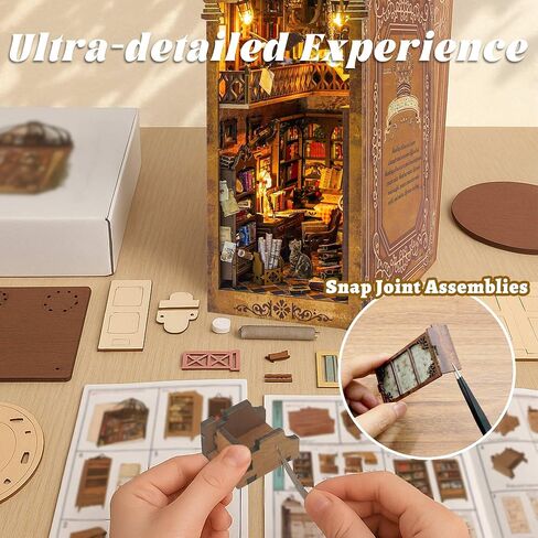 Flever Dollhouse DIY Book Nook Miniature Kit, DIY Booknook Bookshelf Insert Decor, 3D Wooden Puzzle Booknook Miniature Kit for Creative Assembled Bookends (Soul Bookstore) in Saudi Arabia