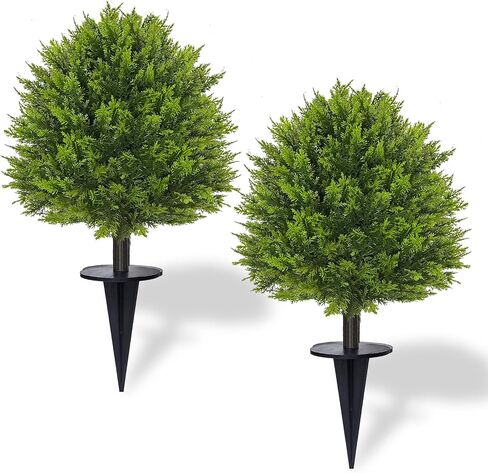 2 Pack Small Christmas Tree with Lights Timer Table Top Christmas Tree Tabletop Xmas Trees Decorated Bows Gold Pinecones Basket Base Lighted Christmas Decorations Desk Room Office Home Decor 20" in Kuwait