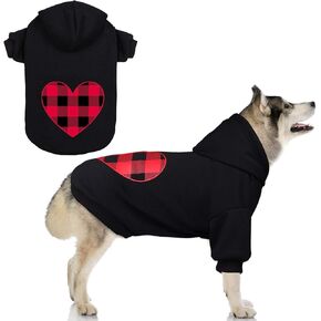Dog Hoodie Sweater Sweater for Dogs Pet Clothes Black Buffalo Plaid Warm and Soft Breathable Cozy(L) in Saudi Arabia