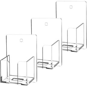 Chunful 3 Pcs Wall Mount Business Card Holder 3.75 x 2.75 x 1.25 Inches Vertical Clear Acrylic Card Display Rack Plastic Single Pocket Organizer Pre Drilled Acrylic Display Stand for Home Office in Kuwait