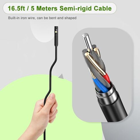 5.5mm Dual Lens Endoscope Camera with Light, 16.5ft Cable Handheld Digital Borescope with 4.3'' IPS Screen, Inspection Camera 1080P Lens with Adjust LED Lights, IP67 Waterproof Scope Camera for Swer in Kuwait