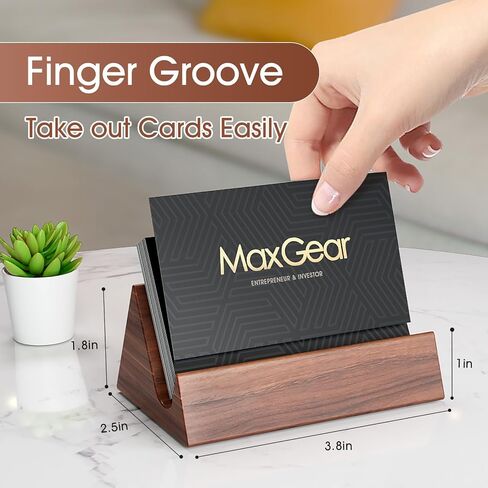 حامل بطاقة عمل Maxgear Walnut Wood للمكتب ، وقصة عرض خشبية أنيقة ، ومنظم بطاقات مكتب المستطيل ، ومكتب سطح المكتب الاحترافي لبطاقات العمل in Kuwait