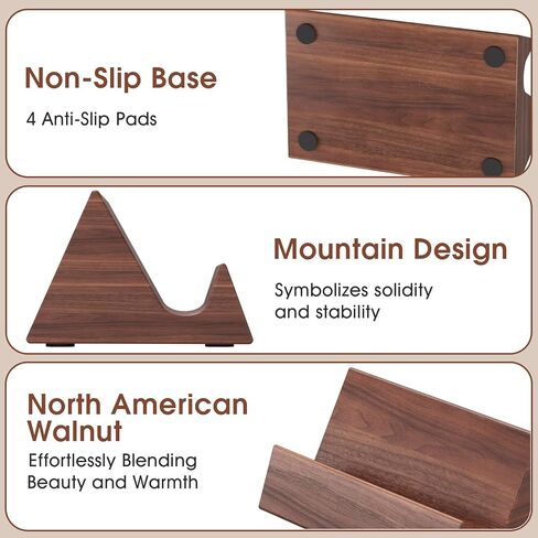 حامل بطاقة عمل Maxgear Walnut Wood للمكتب ، وقصة عرض خشبية أنيقة ، ومنظم بطاقات مكتب المستطيل ، ومكتب سطح المكتب الاحترافي لبطاقات العمل in Kuwait