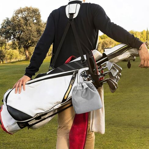 Golf Valuables Pouch Golf Pouch Bag with Drawstrings Golf Tee Bag Pouch Nylon Waterproof Golf Tee Pouch Golf Ball Bag Portable Golfball Player Portable Golf Bag Accessories for Men Women(Black) in Kuwait