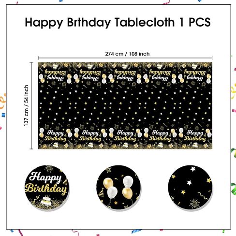 Happy Birthday Tablecloths,Plastic Disposable Sliver Tablecover Birthday Table Party Confetti Sprinkles Table Covers for Kids Adults Home Party Decor 54 X 108 Inch (Sliver) in Kuwait