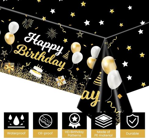 Happy Birthday Tablecloths,Plastic Disposable Sliver Tablecover Birthday Table Party Confetti Sprinkles Table Covers for Kids Adults Home Party Decor 54 X 108 Inch (Sliver) in Kuwait