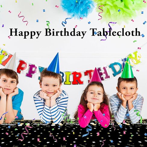 Happy Birthday Tablecloths,Plastic Disposable Sliver Tablecover Birthday Table Party Confetti Sprinkles Table Covers for Kids Adults Home Party Decor 54 X 108 Inch (Sliver) in Kuwait