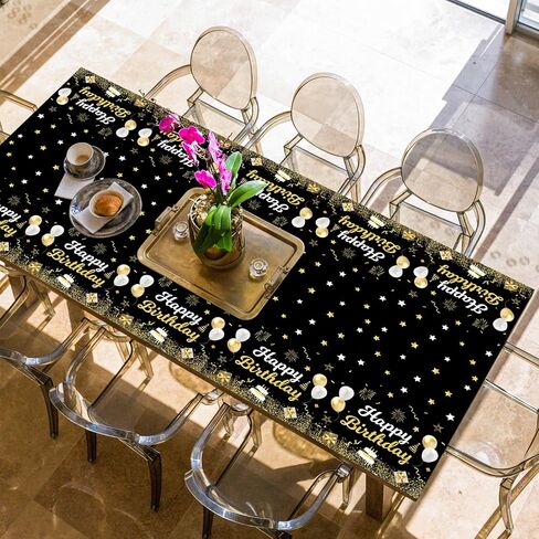 Happy Birthday Tablecloths,Plastic Disposable Sliver Tablecover Birthday Table Party Confetti Sprinkles Table Covers for Kids Adults Home Party Decor 54 X 108 Inch (Sliver) in Kuwait