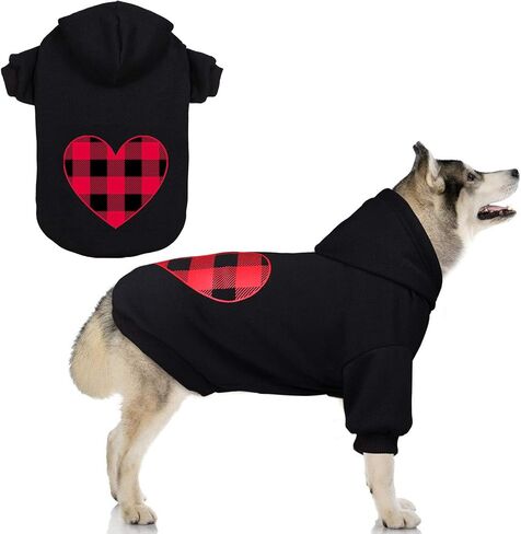 Dog Hoodie Sweater Sweater for Dogs Pet Clothes Black Buffalo Plaid Warm and Soft Breathable Cozy(L) in Saudi Arabia