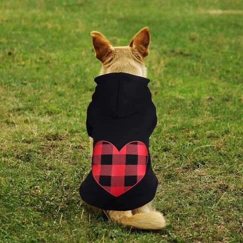 Dog Hoodie Sweater Sweater for Dogs Pet Clothes Black Buffalo Plaid Warm and Soft Breathable Cozy(L) in Saudi Arabia