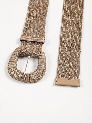 GORGLITTER Women's Woven Rattan Wide Stretch Straw Belt with Round Buckle in Saudi Arabia