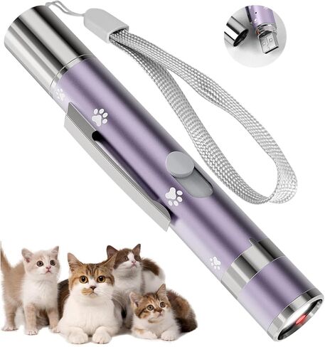 2 Pack Interactive Red Light Pointer – 7 Adjustable Patterns, Rechargeable Interactive Cat Toy for Indoor Cats, Fun Exercise Toy for Kittens and Dogs to Chase and Play in Kuwait