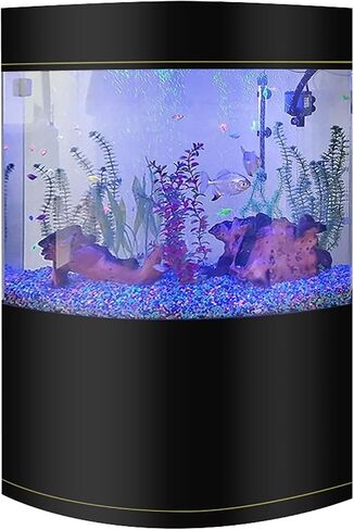 Penn-Plax Water World Luxury Large Cylinder Acrylic Aquarium with Built-in Stand and Storage Top – 360° View – Great for Freshwater and Saltwater Fish – 53 Gallons in Saudi Arabia