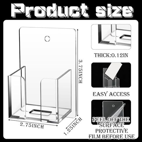 Chunful 3 Pcs Wall Mount Business Card Holder 3.75 x 2.75 x 1.25 Inches Vertical Clear Acrylic Card Display Rack Plastic Single Pocket Organizer Pre Drilled Acrylic Display Stand for Home Office in Kuwait