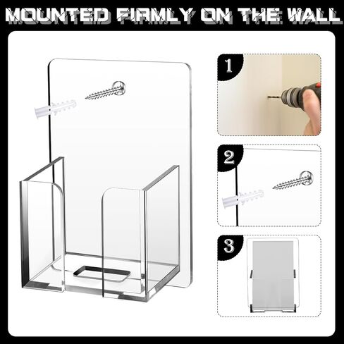 Chunful 3 Pcs Wall Mount Business Card Holder 3.75 x 2.75 x 1.25 Inches Vertical Clear Acrylic Card Display Rack Plastic Single Pocket Organizer Pre Drilled Acrylic Display Stand for Home Office in Kuwait
