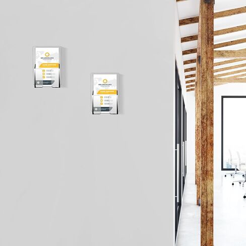 Chunful 3 Pcs Wall Mount Business Card Holder 3.75 x 2.75 x 1.25 Inches Vertical Clear Acrylic Card Display Rack Plastic Single Pocket Organizer Pre Drilled Acrylic Display Stand for Home Office in Kuwait