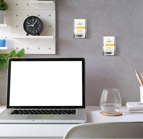 Chunful 3 Pcs Wall Mount Business Card Holder 3.75 x 2.75 x 1.25 Inches Vertical Clear Acrylic Card Display Rack Plastic Single Pocket Organizer Pre Drilled Acrylic Display Stand for Home Office in Kuwait