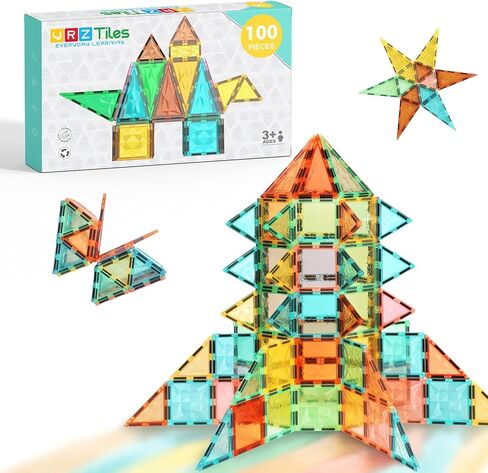 Magnetic Tiles,Magnet Building Blocks Construction Stacking Educational Toy Creative Playboard for Kids Ages 3+ (032 Pieces) in Kuwait