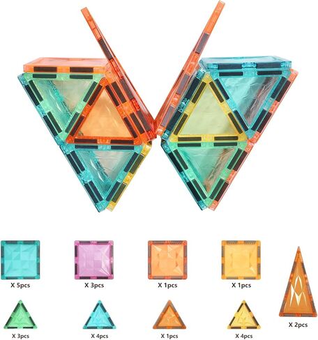 Magnetic Tiles,Magnet Building Blocks Construction Stacking Educational Toy Creative Playboard for Kids Ages 3+ (032 Pieces) in Kuwait