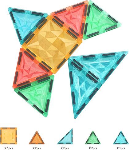 Magnetic Tiles,Magnet Building Blocks Construction Stacking Educational Toy Creative Playboard for Kids Ages 3+ (032 Pieces) in Kuwait