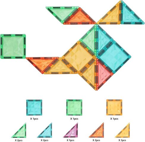 Magnetic Tiles 106-Piece Set, Standard 3 inch Magnetic Building Blocks for Kids Ages 3+ Boys and Girls, Educational Magnet Construction Tiles for Creativity & Learning in Saudi Arabia