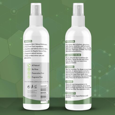 NOVEHA Dog Ear Therapy - Soothes Itchiness, Cleans Ear Canal, and Controls Odor, Ear Cleaner for Dogs - Stop Ear Itching That May Cause Infection - Hypochlorous Acid Cleaning Solution - 8 oz Bottle in Kuwait