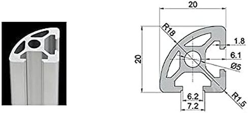 2 Pack 2020 Aluminum Extrusion Profile Round Arc Length 39.37 inch / 1000mm Black, 20 x 20mm 20 Series T Type T-Slot European Extrusions Profile Anodized Linear Rail Guide Frame for CNC in Kuwait