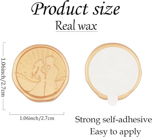50Pcs Wax Seal Stickers, Wedding Invitation Accessories Envelope Stickers - Self Adhesive Seals, Peferct for Invitation, Gift Box Craft Wrapping, Christmas Cards Decoration(Light Gold) in Kuwait