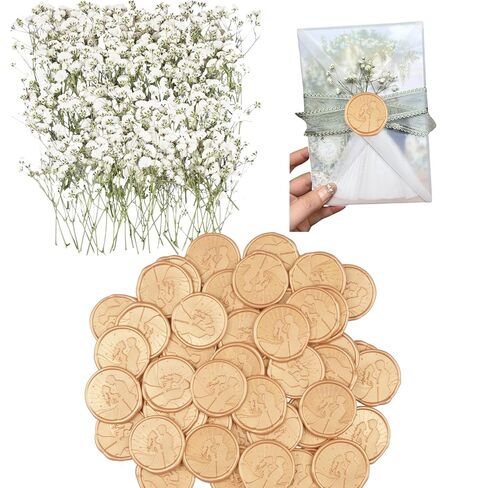 50Pcs Wax Seal Stickers, Wedding Invitation Accessories Envelope Stickers - Self Adhesive Seals, Peferct for Invitation, Gift Box Craft Wrapping, Christmas Cards Decoration(Light Gold) in Kuwait