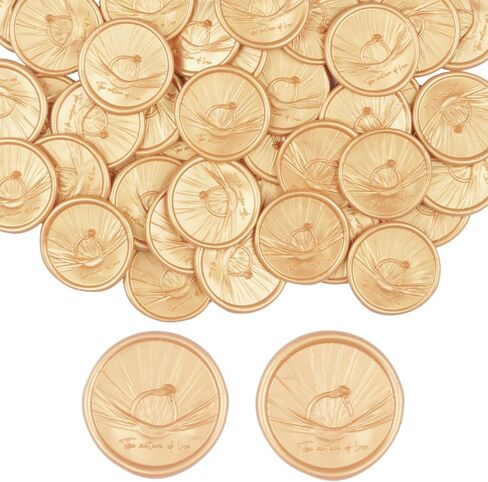 50Pcs Wax Seal Stickers, Wedding Invitation Accessories Envelope Stickers - Self Adhesive Seals, Peferct for Invitation, Gift Box Craft Wrapping, Christmas Cards Decoration(Light Gold) in Saudi Arabia