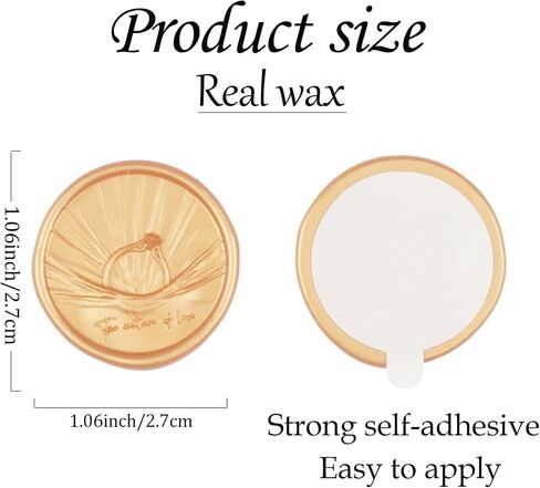 50Pcs Wax Seal Stickers, Wedding Invitation Accessories Envelope Stickers - Self Adhesive Seals, Peferct for Invitation, Gift Box Craft Wrapping, Christmas Cards Decoration(Light Gold) in Saudi Arabia